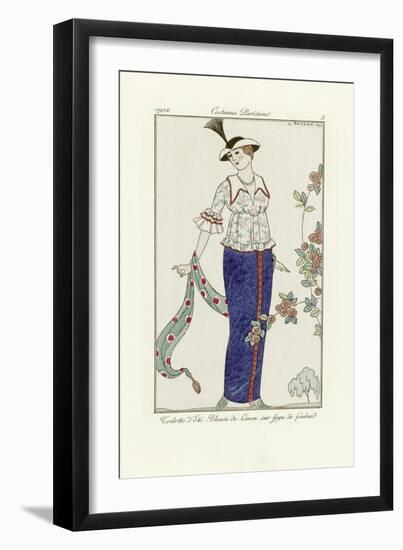 Design for a Summer Dress, from Costumes Parisiens, Pub.1912 (Pochoir Print)-Georges Barbier-Framed Giclee Print