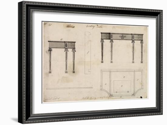 Design for a Writing Table (Pen and Ink with Grey Wash over Graphite on Wove Paper)-Thomas Chippendale-Framed Giclee Print