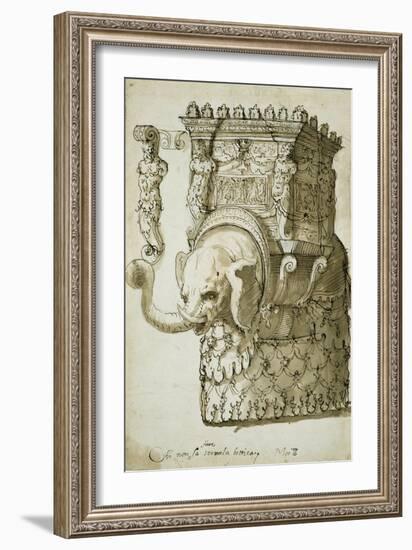 Design for an Elephant Pageant (Pen & Ink on Paper)-Inigo Jones-Framed Giclee Print