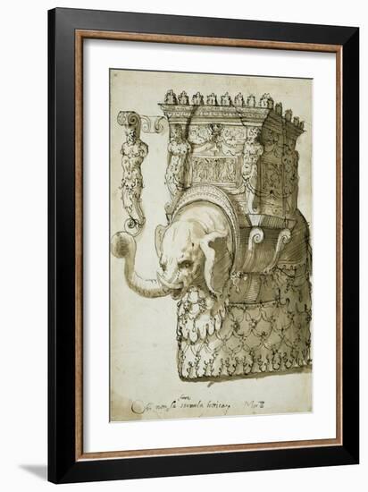 Design for an Elephant Pageant (Pen & Ink on Paper)-Inigo Jones-Framed Giclee Print