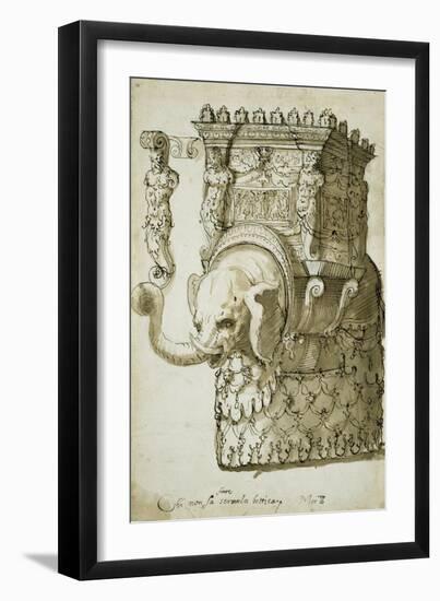 Design for an Elephant Pageant (Pen & Ink on Paper)-Inigo Jones-Framed Giclee Print