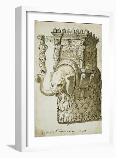 Design for an Elephant Pageant (Pen & Ink on Paper)-Inigo Jones-Framed Giclee Print