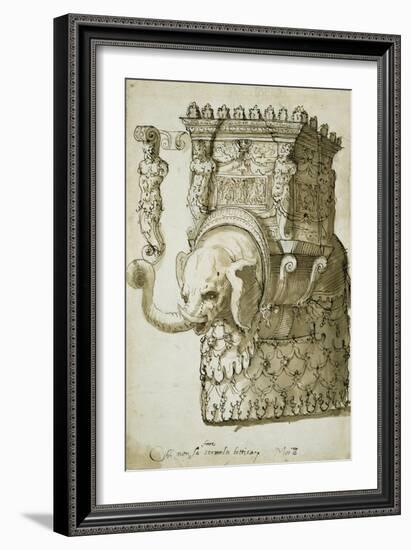 Design for an Elephant Pageant (Pen & Ink on Paper)-Inigo Jones-Framed Giclee Print