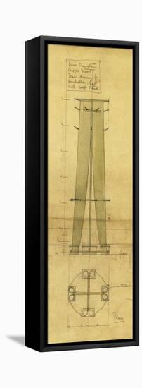 Design for an Umbrella, Hat and Coat Stand, Shown in Elevation and Plan, C.1898-1899-Charles Rennie Mackintosh-Framed Premier Image Canvas