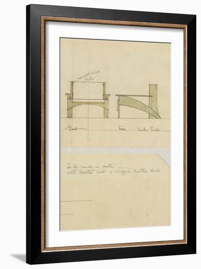 Design for Armchair in Oak, Shown in Front and Side Elevation, 1905-Charles Rennie Mackintosh-Framed Giclee Print