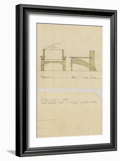 Design for Armchair in Oak, Shown in Front and Side Elevation, 1905-Charles Rennie Mackintosh-Framed Giclee Print