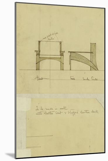 Design for Armchair in Oak, Shown in Front and Side Elevation, 1905-Charles Rennie Mackintosh-Mounted Giclee Print