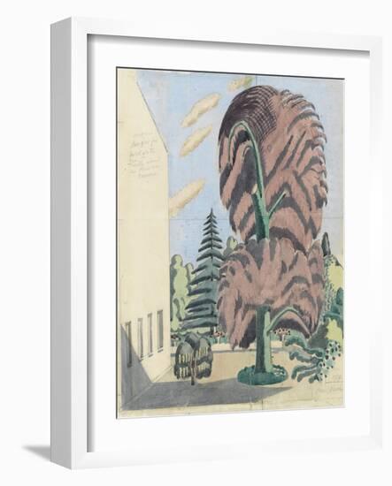 Design for Backcloth, the Truth about the Russian Dancers, 1920-22 (W/C over Graphite on Paper)-Paul Nash-Framed Giclee Print