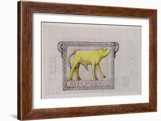 Design for Bas Relief of the 'Calf in the Cave of the Golden Calf' (W/C and Graphite on Paper)-Eric Gill-Framed Giclee Print