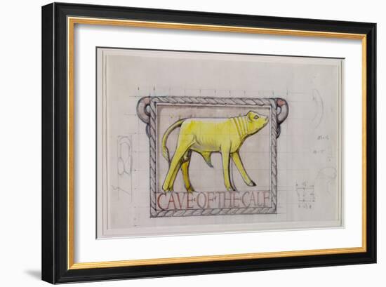 Design for Bas Relief of the 'Calf in the Cave of the Golden Calf' (W/C and Graphite on Paper)-Eric Gill-Framed Giclee Print