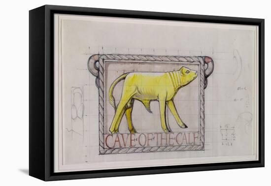 Design for Bas Relief of the 'Calf in the Cave of the Golden Calf' (W/C and Graphite on Paper)-Eric Gill-Framed Premier Image Canvas