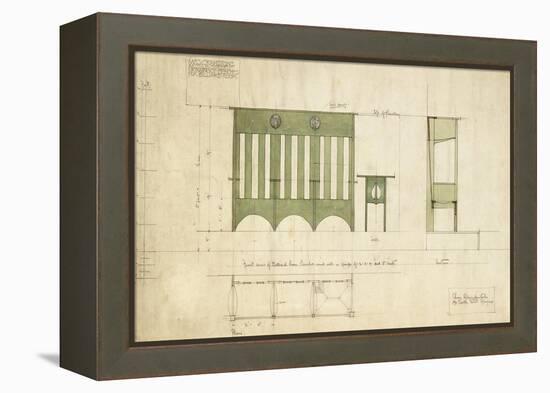 Design for Benches and a Table, Shown in Elevation and Section Plan, 1898-Charles Rennie Mackintosh-Framed Premier Image Canvas