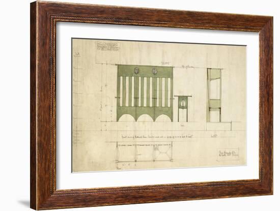 Design for Benches and a Table, Shown in Elevation and Section Plan, 1898-Charles Rennie Mackintosh-Framed Giclee Print