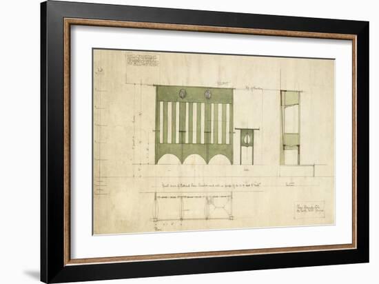 Design for Benches and a Table, Shown in Elevation and Section Plan, 1898-Charles Rennie Mackintosh-Framed Giclee Print