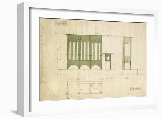 Design for Benches and a Table, Shown in Elevation and Section Plan, 1898-Charles Rennie Mackintosh-Framed Giclee Print