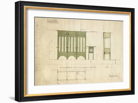 Design for Benches and a Table, Shown in Elevation and Section Plan, 1898-Charles Rennie Mackintosh-Framed Giclee Print