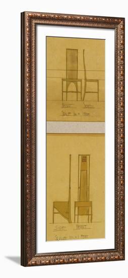 Design for Chairs Shown in Front and Side Elevation, 1903, for the Room de Luxe-Charles Rennie Mackintosh-Framed Giclee Print