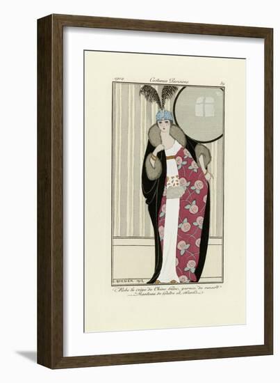 Design for Dress Made from Crepe De Chine and Fur Coat, from Costumes Parisien, Pub.1912 (Pochoir P-Georges Barbier-Framed Giclee Print