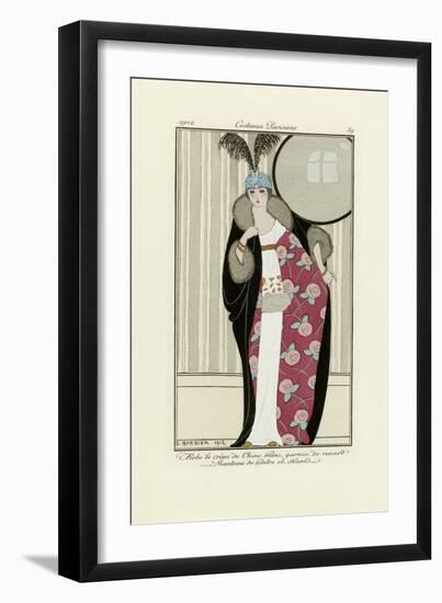 Design for Dress Made from Crepe De Chine and Fur Coat, from Costumes Parisien, Pub.1912 (Pochoir P-Georges Barbier-Framed Giclee Print