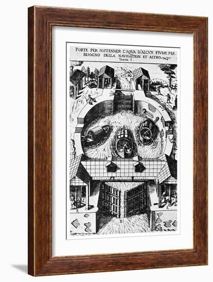 Design for Hinged Canal Lockgates by Leonardo Da Vinci, 15th Century-Leonardo da Vinci-Framed Giclee Print