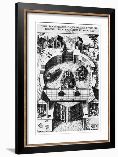 Design for Hinged Canal Lockgates by Leonardo Da Vinci, 15th Century-Leonardo da Vinci-Framed Giclee Print