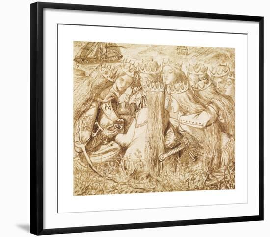 Design for Moxon's Tennyson - King Arthur and the Weeping Queens-Dante Gabriel Rossetti-Framed Premium Giclee Print