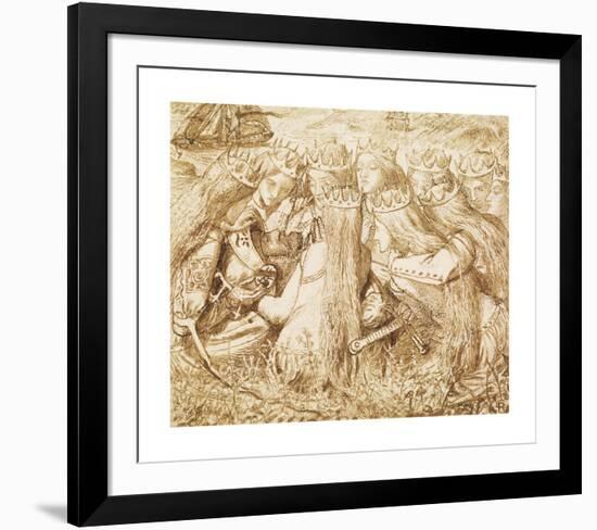 Design for Moxon's Tennyson - King Arthur and the Weeping Queens-Dante Gabriel Rossetti-Framed Premium Giclee Print