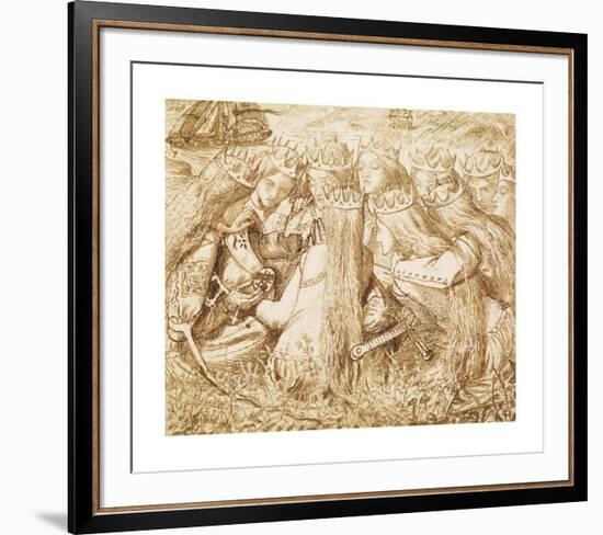 Design for Moxon's Tennyson - King Arthur and the Weeping Queens-Dante Gabriel Rossetti-Framed Premium Giclee Print