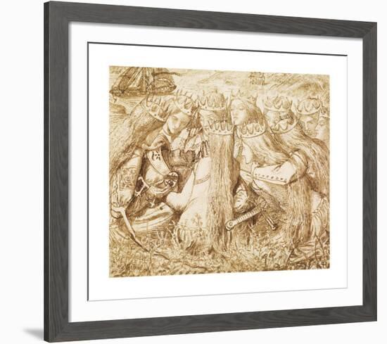 Design for Moxon's Tennyson - King Arthur and the Weeping Queens-Dante Gabriel Rossetti-Framed Premium Giclee Print