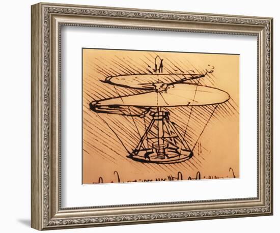 Design for Spiral Screw Enabling Vertical Flight-Leonardo da Vinci-Framed Giclee Print