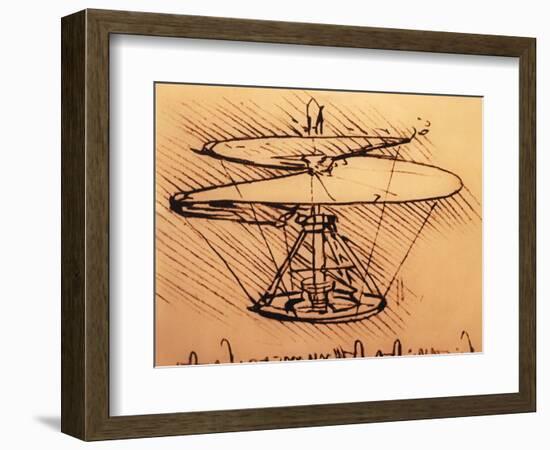 Design for Spiral Screw Enabling Vertical Flight-Leonardo da Vinci-Framed Giclee Print