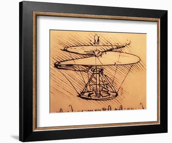 Design for Spiral Screw Enabling Vertical Flight-Leonardo da Vinci-Framed Giclee Print