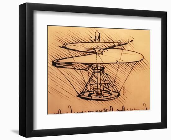 Design for Spiral Screw Enabling Vertical Flight-Leonardo da Vinci-Framed Giclee Print