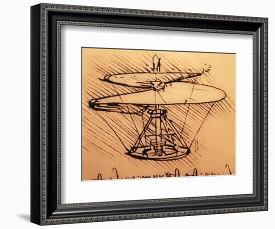 Design for Spiral Screw Enabling Vertical Flight-Leonardo da Vinci-Framed Giclee Print