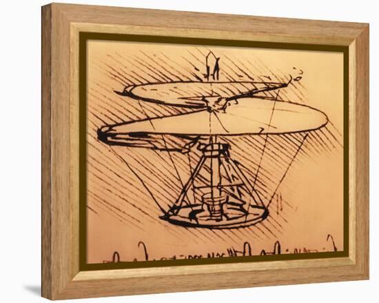 Design for Spiral Screw Enabling Vertical Flight-Leonardo da Vinci-Framed Premier Image Canvas