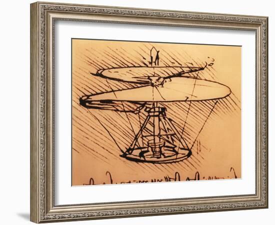 Design for Spiral Screw Enabling Vertical Flight-Leonardo da Vinci-Framed Giclee Print