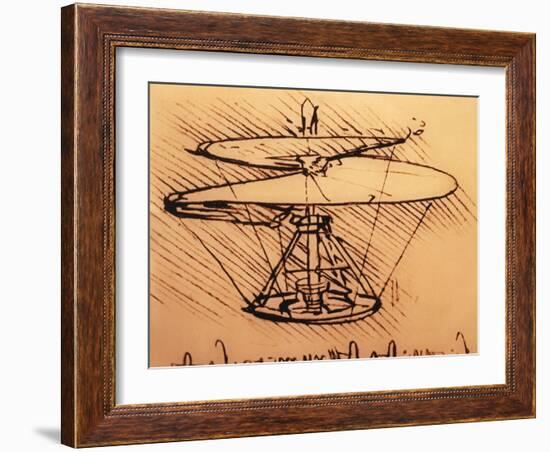 Design for Spiral Screw Enabling Vertical Flight-Leonardo da Vinci-Framed Giclee Print