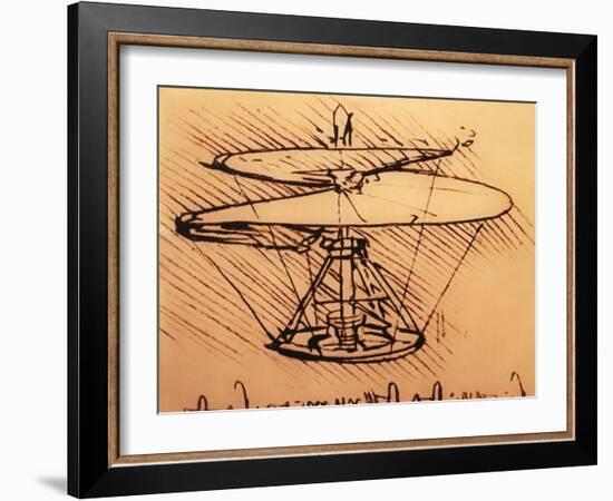 Design for Spiral Screw Enabling Vertical Flight-Leonardo da Vinci-Framed Giclee Print