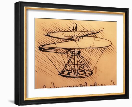 Design for Spiral Screw Enabling Vertical Flight-Leonardo da Vinci-Framed Giclee Print