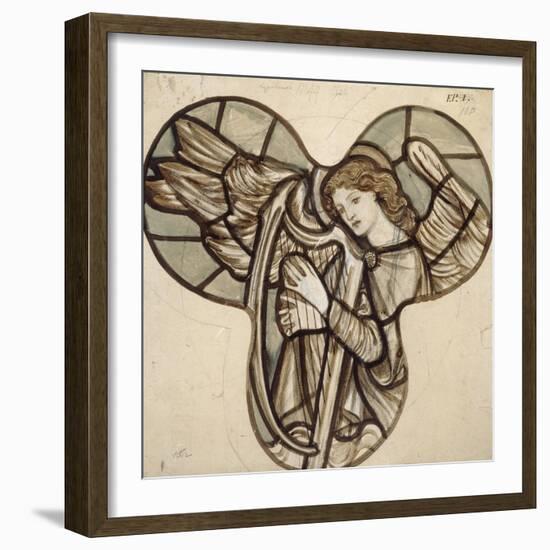 Design for Stained Glass in Lyndhurst Church: an Angel Harpist, 1862-Edward Burne-Jones-Framed Giclee Print