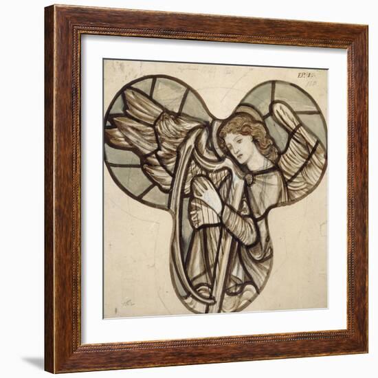 Design for Stained Glass in Lyndhurst Church: an Angel Harpist, 1862-Edward Burne-Jones-Framed Giclee Print