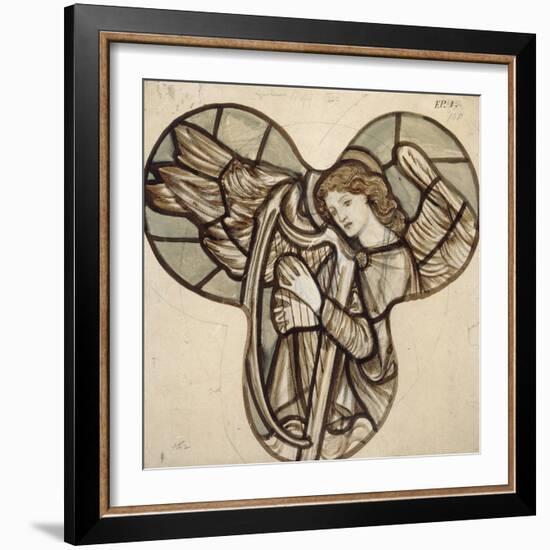 Design for Stained Glass in Lyndhurst Church: an Angel Harpist, 1862-Edward Burne-Jones-Framed Giclee Print