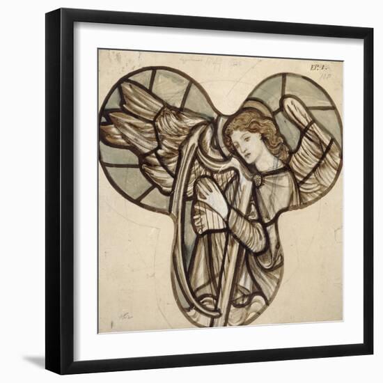 Design for Stained Glass in Lyndhurst Church: an Angel Harpist, 1862-Edward Burne-Jones-Framed Giclee Print