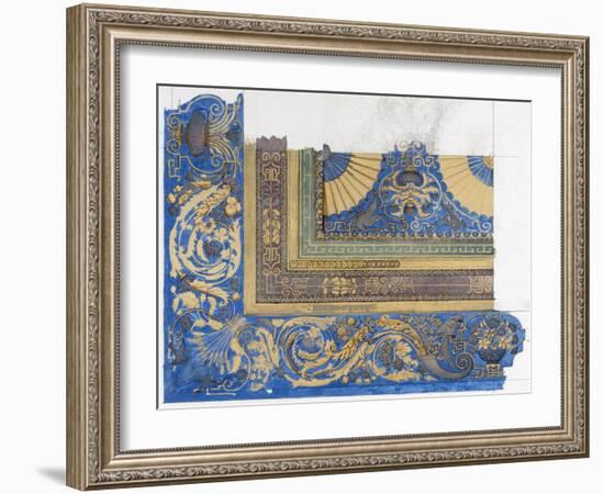 Design for the Central Ceiling of the Billiard Room at Wortley Hall (Pen, Ink and W/C on Paper)-Edward John Poynter-Framed Giclee Print