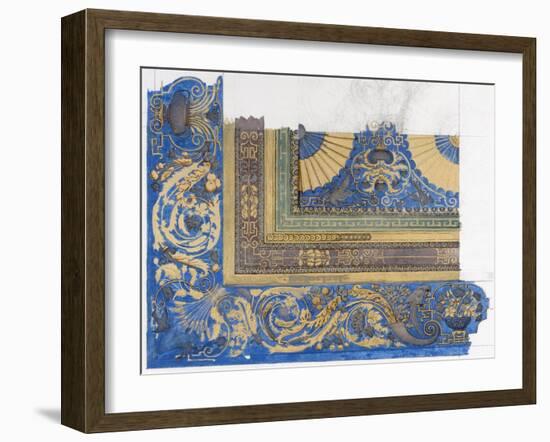 Design for the Central Ceiling of the Billiard Room at Wortley Hall (Pen, Ink and W/C on Paper)-Edward John Poynter-Framed Giclee Print