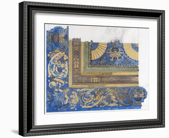 Design for the Central Ceiling of the Billiard Room at Wortley Hall (Pen, Ink and W/C on Paper)-Edward John Poynter-Framed Giclee Print