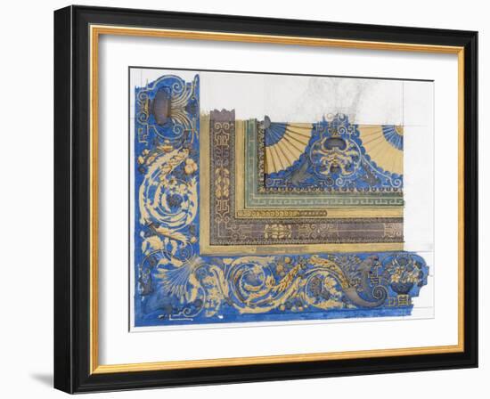 Design for the Central Ceiling of the Billiard Room at Wortley Hall (Pen, Ink and W/C on Paper)-Edward John Poynter-Framed Giclee Print