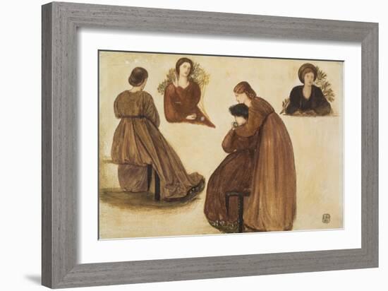 Design for the Decoration of the Red House, (Studies of Women) 1860-Edward Burne-Jones-Framed Giclee Print