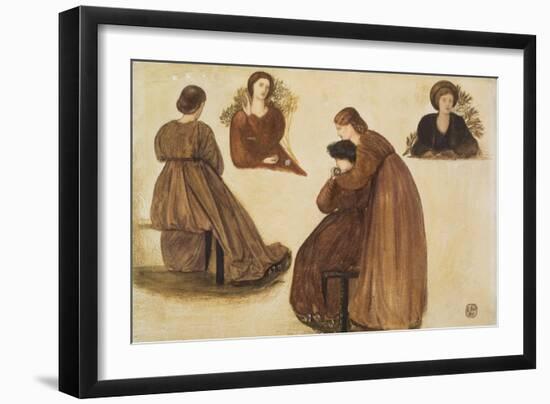 Design for the Decoration of the Red House, (Studies of Women) 1860-Edward Burne-Jones-Framed Giclee Print