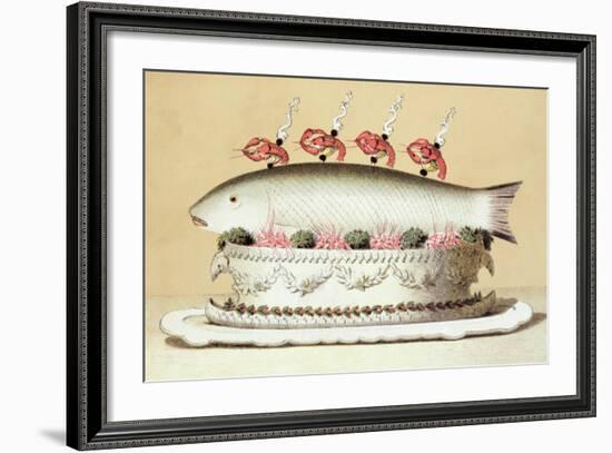 Design for the Presentation of Salmon from the River Rhine Garnished with Crayfish-null-Framed Giclee Print